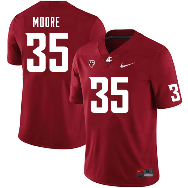 Men #35 CJ Moore Washington State Cougars College Football Jerseys Sale-Crimson